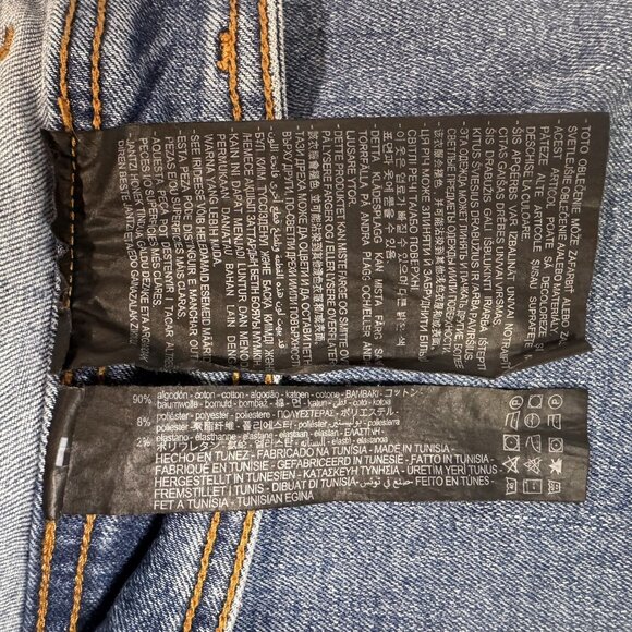 Zara Jeans Womens 6 Blue The Marine Straight Wide Leg High Rise Fray Hem Stretch - Picture 4 of 9